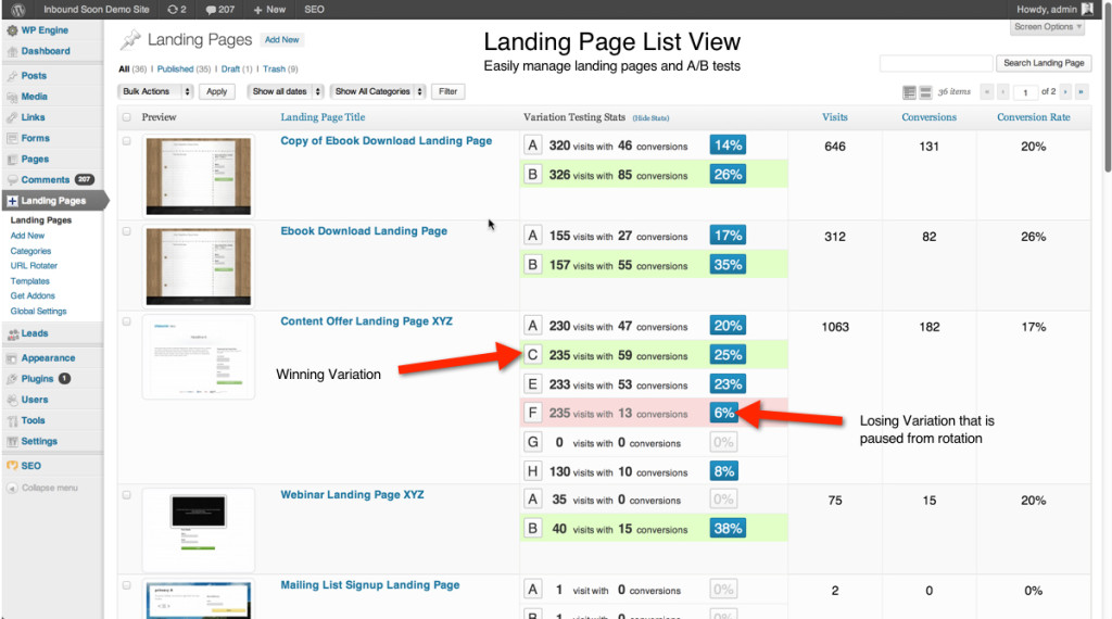 landing pages